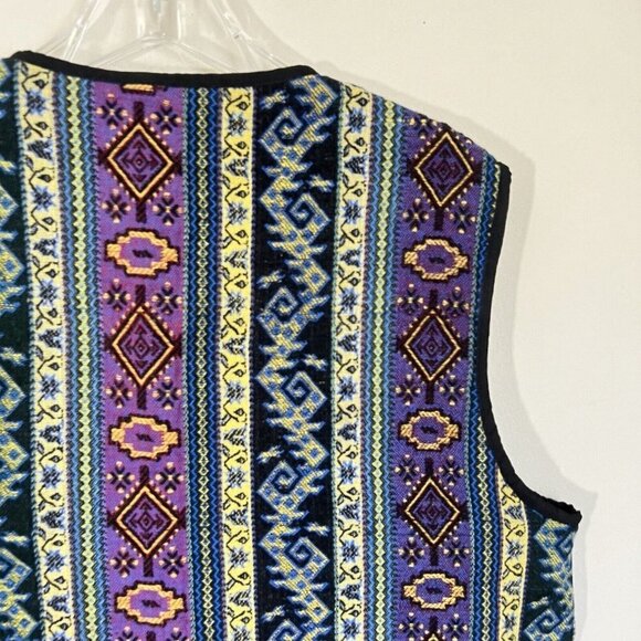 Vintage Southwestern Aztec Blanket Vest Womens Size XL Pockets - Picture 4 of 6